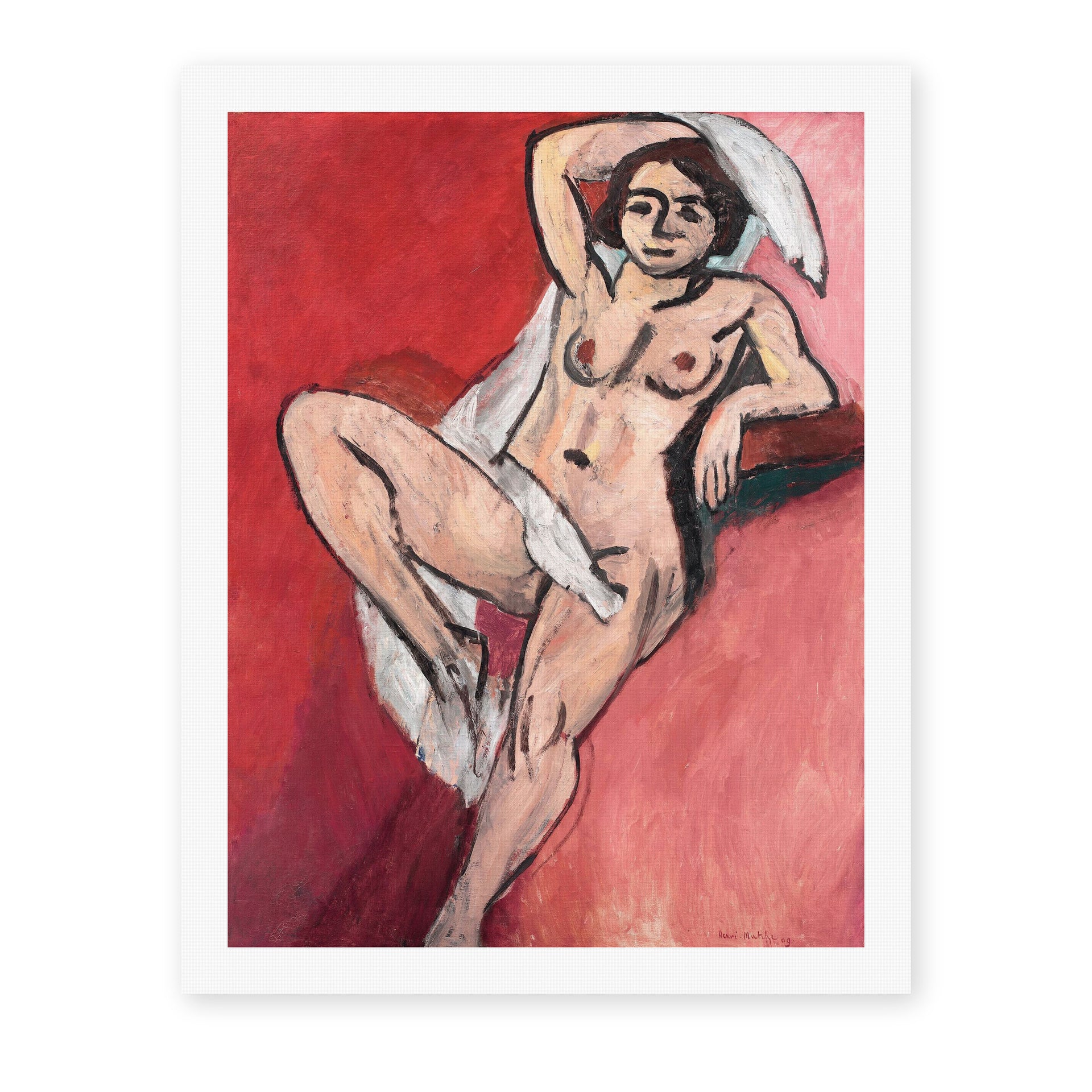Henri Matisse's Nude with White Scarf painting reproduced as a rolled canvas print