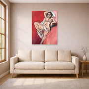 Unframed poster print of Henri Matisse's Nude with White Scarf displayed in a living room, view 1