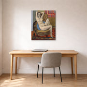 Gallery-wrapped canvas print of Henri Matisse's Nude on Blue Cushion hanging in a home office