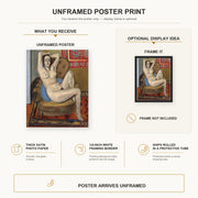Henri Matisse - Nude on Blue Cushion poster print size comparison display infographic