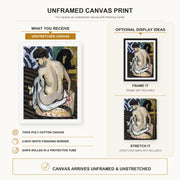 Henri Matisse - Nude's Back canvas print size comparison and framing display infographic