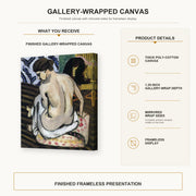 Henri Matisse - Nude's Back gallery wrap canvas construction and hanging details infographic