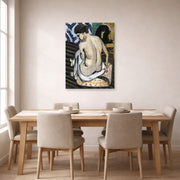 Unframed poster print of Henri Matisse's Nude's Back displayed on a dining room wall