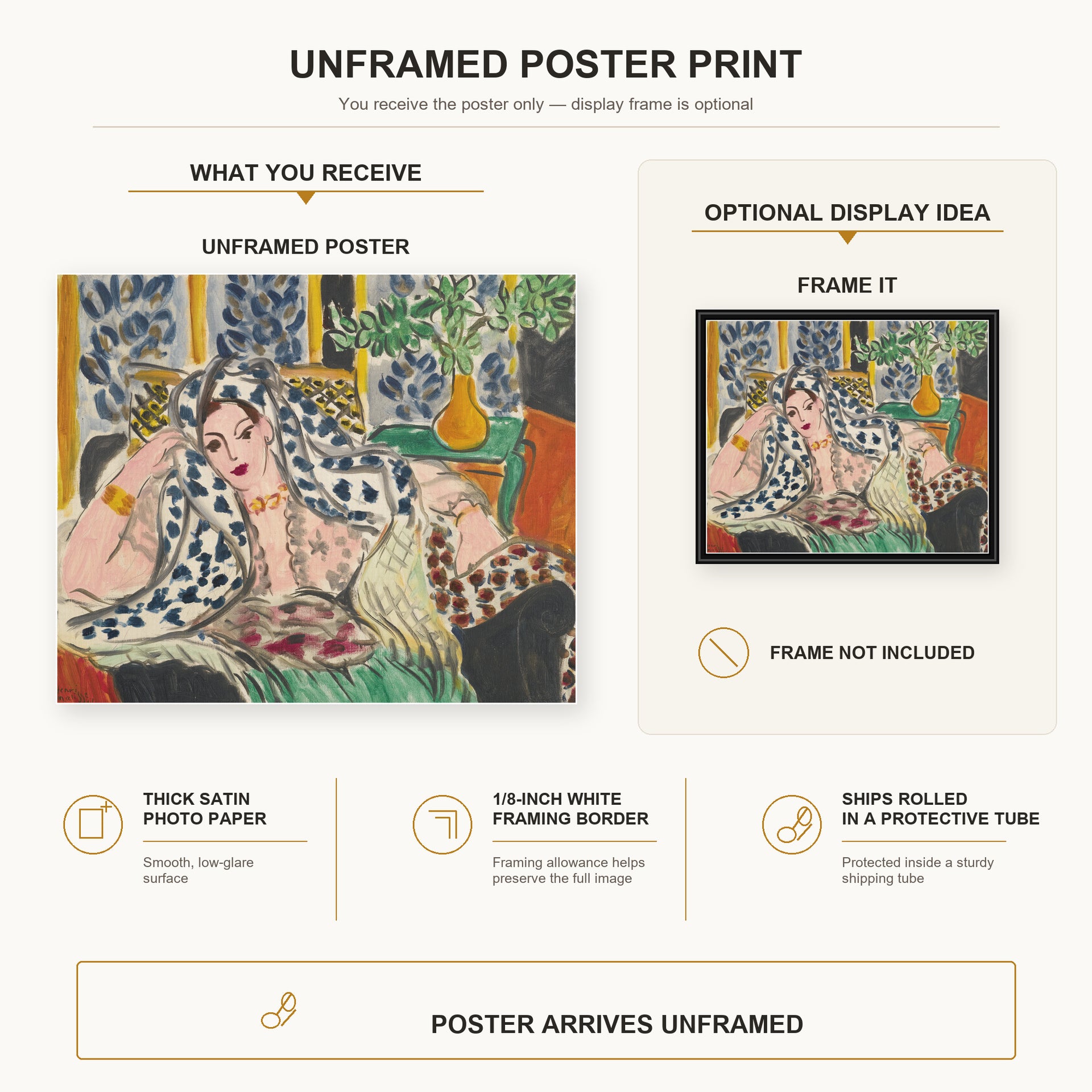 Henri Matisse - Odalisque Au Fauteuil Noir poster print size comparison display infographic