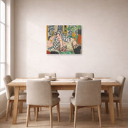 Unframed poster print of Henri Matisse's Odalisque Au Fauteuil Noir displayed on a dining room wall
