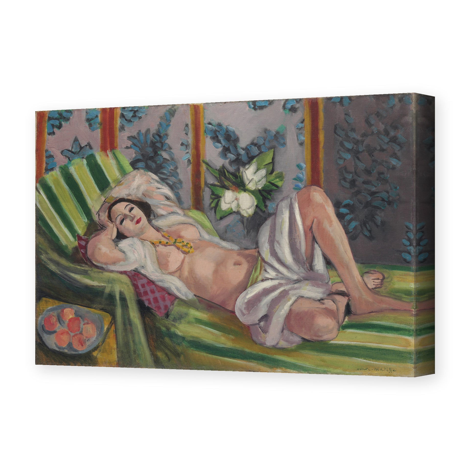 Henri Matisse's Odalisque Couchee Aux Magnolias painting reproduced as a gallery-wrapped canvas print