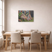 Gallery-wrapped canvas print of Henri Matisse's Odalisque Couchee Aux Magnolias hanging on a dining room wall
