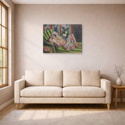 Gallery-wrapped canvas print of Henri Matisse's Odalisque Couchee Aux Magnolias hanging in a living room, view 1