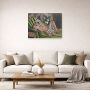 Gallery-wrapped canvas print of Henri Matisse's Odalisque Couchee Aux Magnolias hanging in a living room, view 2