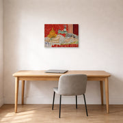 Gallery-wrapped canvas print of Henri Matisse's Odalisque, Harmony in Red hanging in a home office