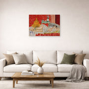 Unframed poster print of Henri Matisse's Odalisque, Harmony in Red displayed in a living room, view 2