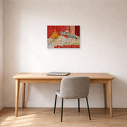 Unframed poster print of Henri Matisse's Odalisque, Harmony in Red displayed in a home office