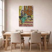 Gallery-wrapped canvas print of Henri Matisse's Odalisque Sitting With Board hanging on a dining room wall