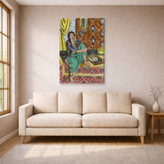 Gallery-wrapped canvas print of Henri Matisse's Odalisque Sitting With Board hanging in a living room, view 1
