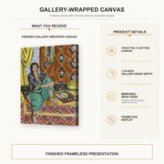 Henri Matisse - Odalisque Sitting With Board gallery wrap canvas construction and hanging details infographic