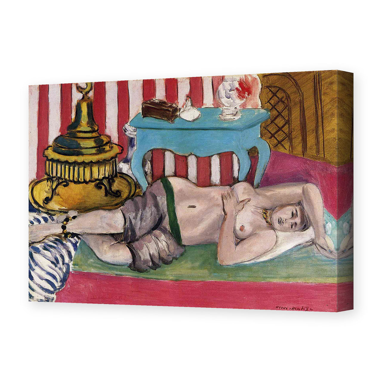 Henri Matisse's Odalisque with Green Scarf painting reproduced as a gallery-wrapped canvas print