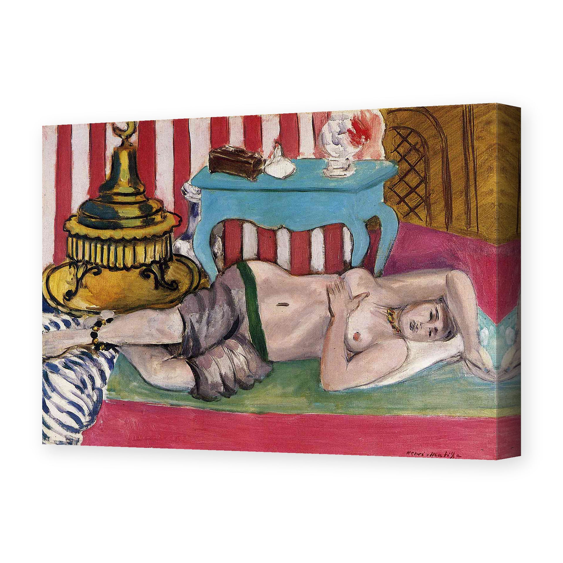 Henri Matisse's Odalisque with Green Scarf painting reproduced as a gallery-wrapped canvas print