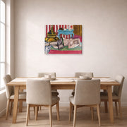 Gallery-wrapped canvas print of Henri Matisse's Odalisque with Green Scarf hanging on a dining room wall