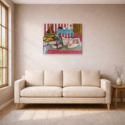 Gallery-wrapped canvas print of Henri Matisse's Odalisque with Green Scarf hanging in a living room, view 1