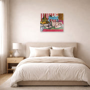 Unframed poster print of Henri Matisse's Odalisque with Green Scarf displayed above a bed in a bedroom