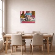 Unframed poster print of Henri Matisse's Odalisque with Green Scarf displayed on a dining room wall