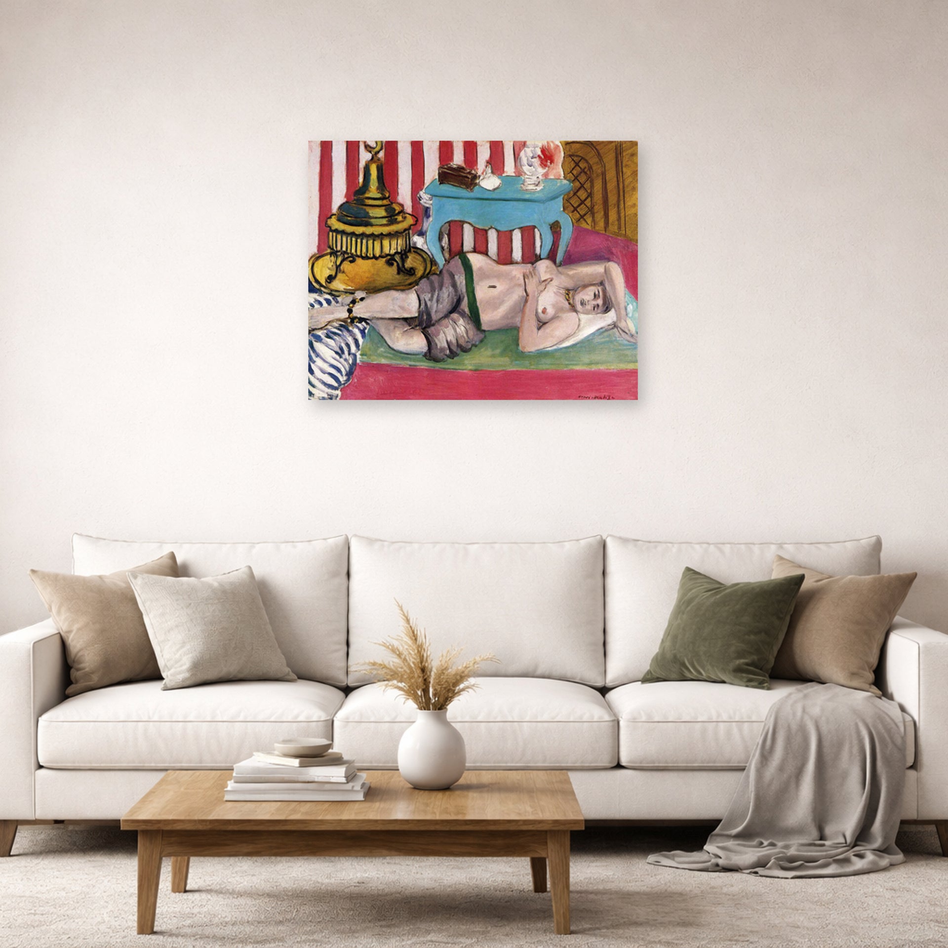 Unframed poster print of Henri Matisse's Odalisque with Green Scarf displayed in a living room, view 2