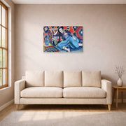 Gallery-wrapped canvas print of Henri Matisse's Odalisque with a Turkish Chair hanging in a living room, view 1