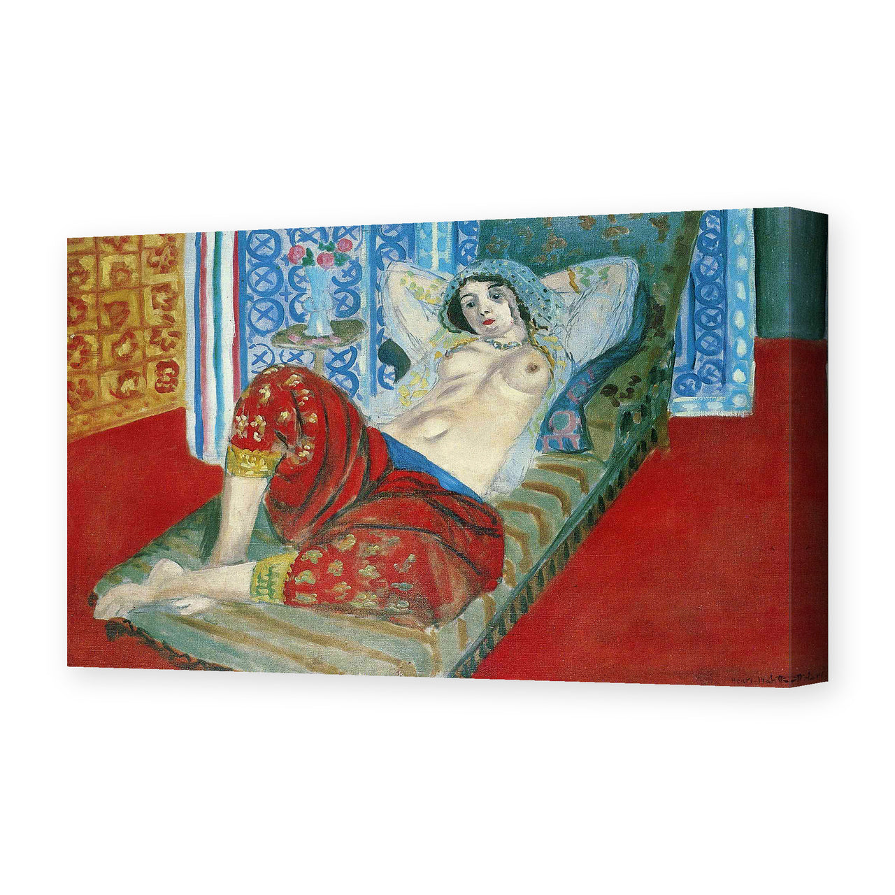 Henri Matisse's Odalisque in Red Culottes painting reproduced as a gallery-wrapped canvas print