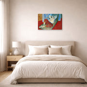 Gallery-wrapped canvas print of Henri Matisse's Odalisque in Red Culottes hanging above a bed in a bedroom