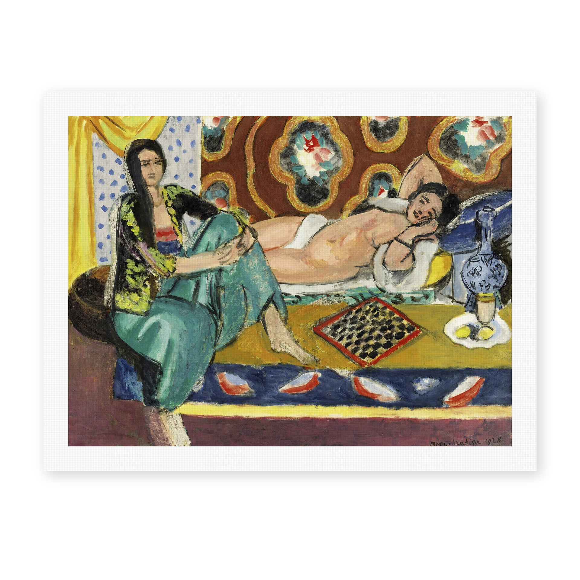 Henri Matisse's Odalisques jouant aux dames painting reproduced as a rolled canvas print