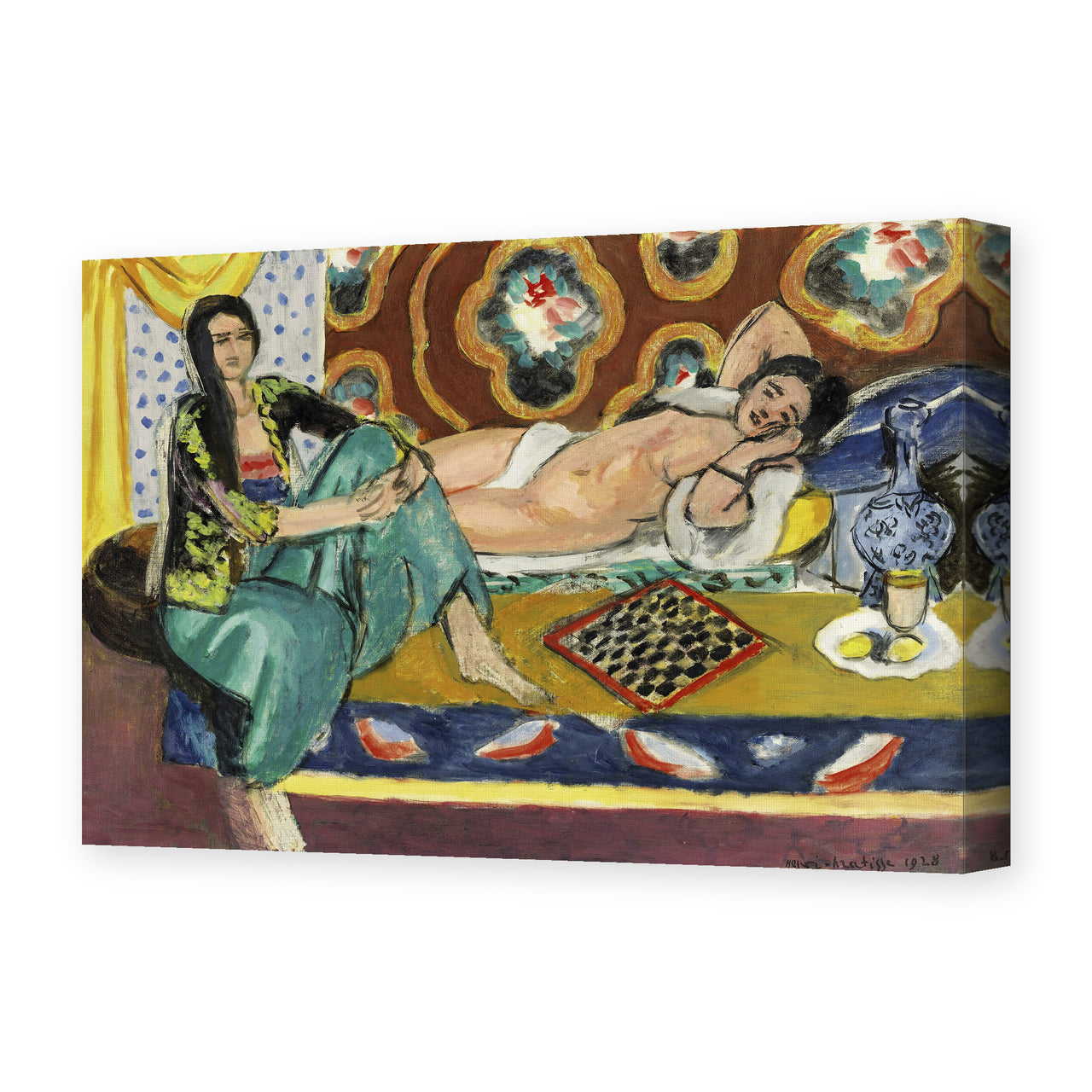 Henri Matisse's Odalisques jouant aux dames painting reproduced as a gallery-wrapped canvas print