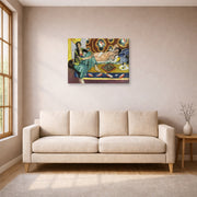 Gallery-wrapped canvas print of Henri Matisse's Odalisques jouant aux dames hanging in a living room, view 1