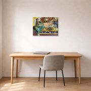 Gallery-wrapped canvas print of Henri Matisse's Odalisques jouant aux dames hanging in a home office