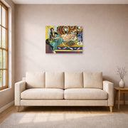 Unframed poster print of Henri Matisse's Odalisques jouant aux dames displayed in a living room, view 1