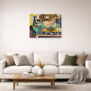 Unframed poster print of Henri Matisse's Odalisques jouant aux dames displayed in a living room, view 2