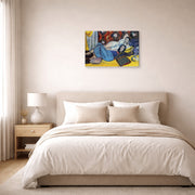 Gallery-wrapped canvas print of Henri Matisse's Odalisques hanging above a bed in a bedroom