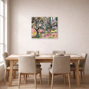 Gallery-wrapped canvas print of Henri Matisse's Olive Trees at Collioure hanging on a dining room wall
