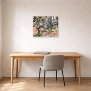 Gallery-wrapped canvas print of Henri Matisse's Olive Trees at Collioure hanging in a home office