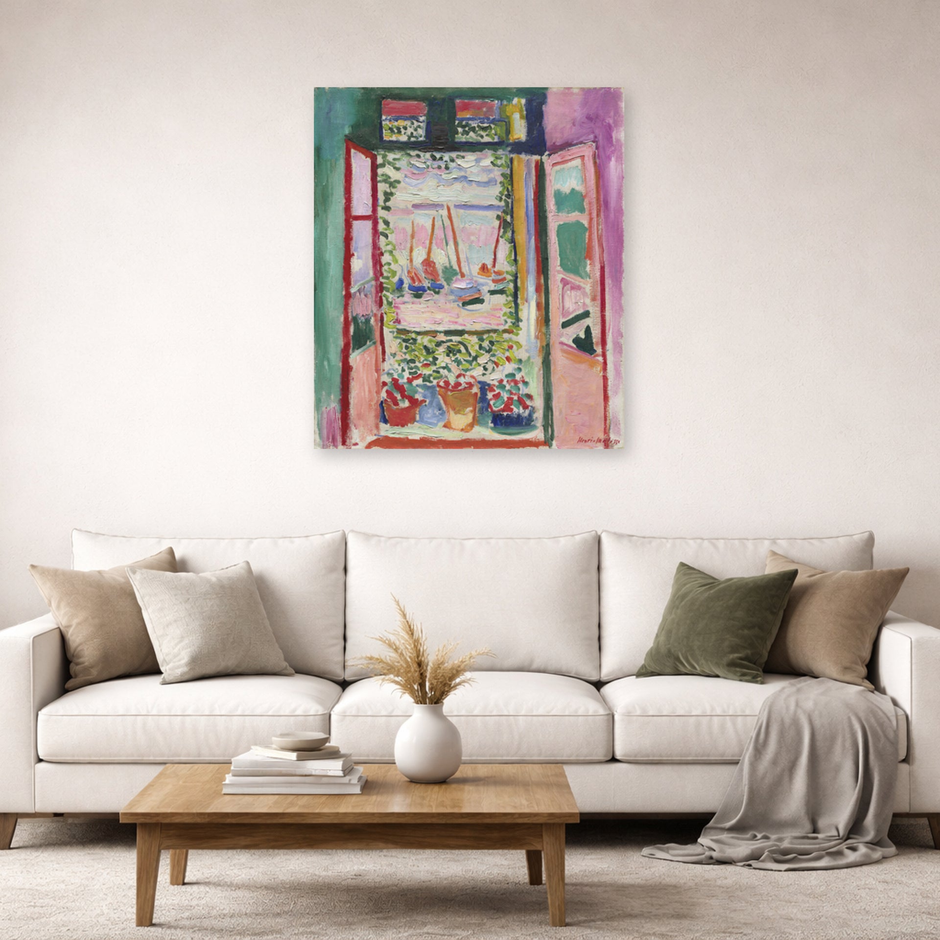 Unframed poster print of Henri Matisse's Open Window, Collioure displayed in a living room, view 2