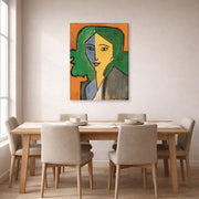 Gallery-wrapped canvas print of Henri Matisse's Portrait of Lydia Delectorskaya hanging on a dining room wall