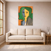 Unframed poster print of Henri Matisse's Portrait of Lydia Delectorskaya displayed in a living room, view 1