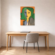 Unframed poster print of Henri Matisse's Portrait of Lydia Delectorskaya displayed in a home office