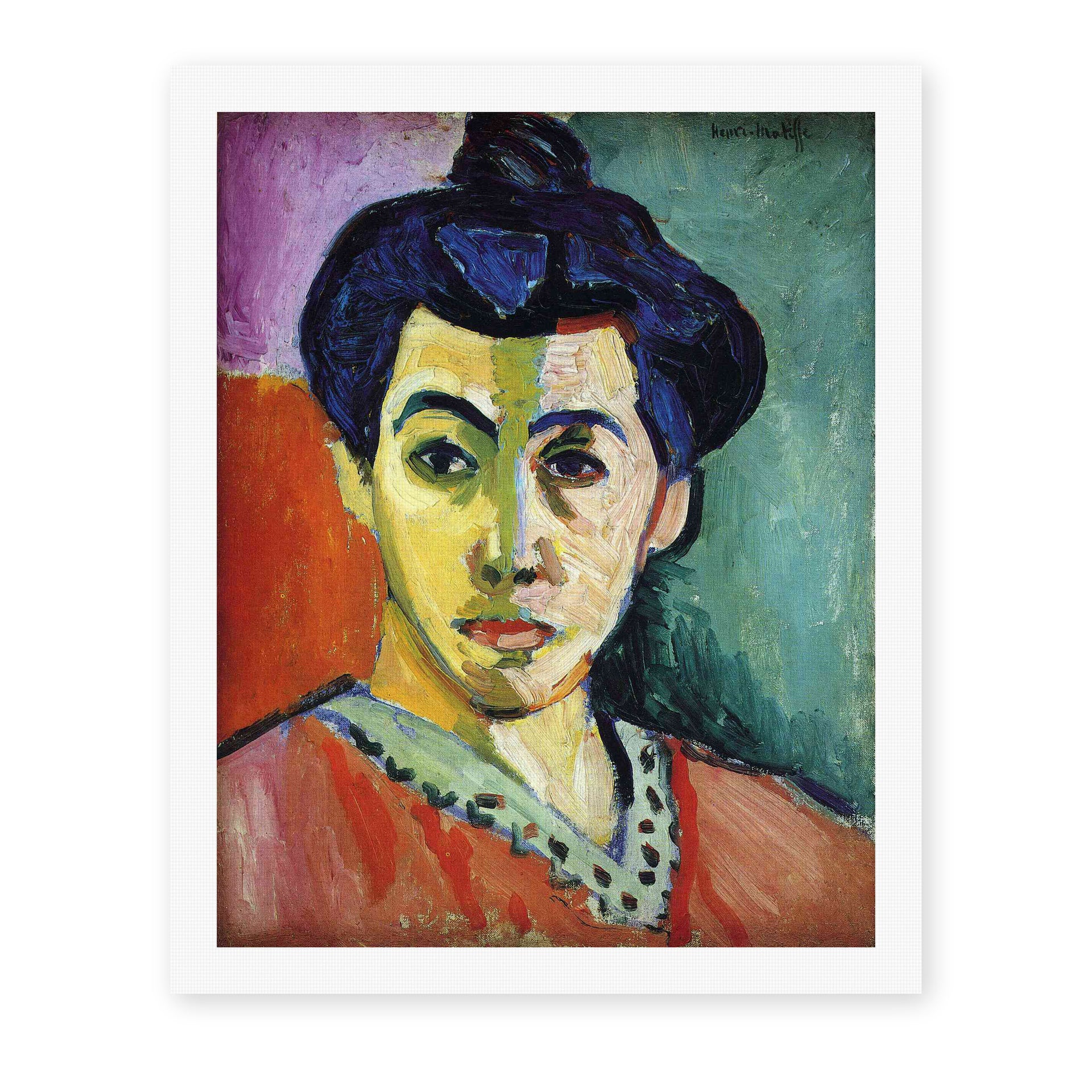 Henri Matisse's Portrait of Madame Matisse painting reproduced as a rolled canvas print
