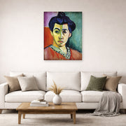 Unframed poster print of Henri Matisse's Portrait of Madame Matisse displayed in a living room, view 2