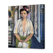 Henri Matisse's Reader on a Black Background painting reproduced as a gallery-wrapped canvas print