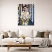 Gallery-wrapped canvas print of Henri Matisse's Reader on a Black Background hanging in a living room, view 2