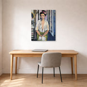 Gallery-wrapped canvas print of Henri Matisse's Reader on a Black Background hanging in a home office