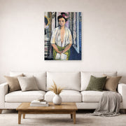 Unframed poster print of Henri Matisse's Reader on a Black Background displayed in a living room, view 2