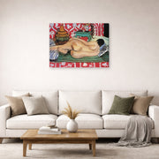 Gallery-wrapped canvas print of Henri Matisse's Reclining Nude Back hanging in a living room, view 2