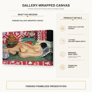 Henri Matisse - Reclining Nude Back gallery wrap canvas construction and hanging details infographic